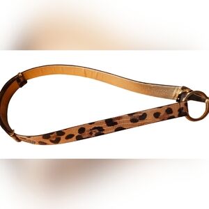 WCM Made in Italy Beige Brown Women Genuine Leather Cheetah Belt Size 12/M Adjus